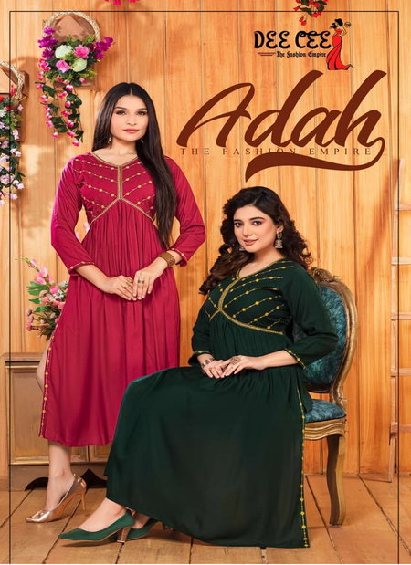 Adah By Deecee Heavy Rayon Plain Designer Kurtis Catalog